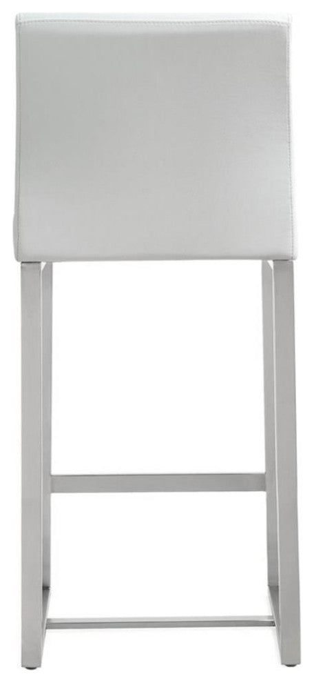 Maklaine 27" Contemporary Fabric Counter Stools in White (Set of 2)
