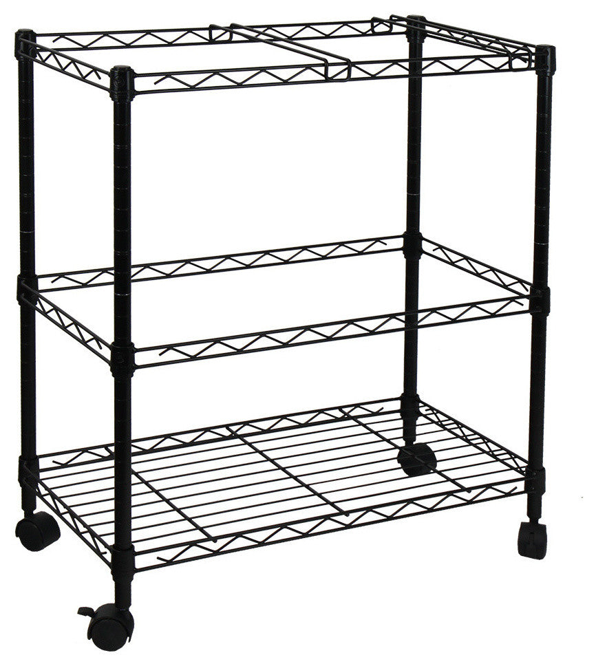 Oceanstar Portable 2-Tier Metal Rolling File Cart, Black