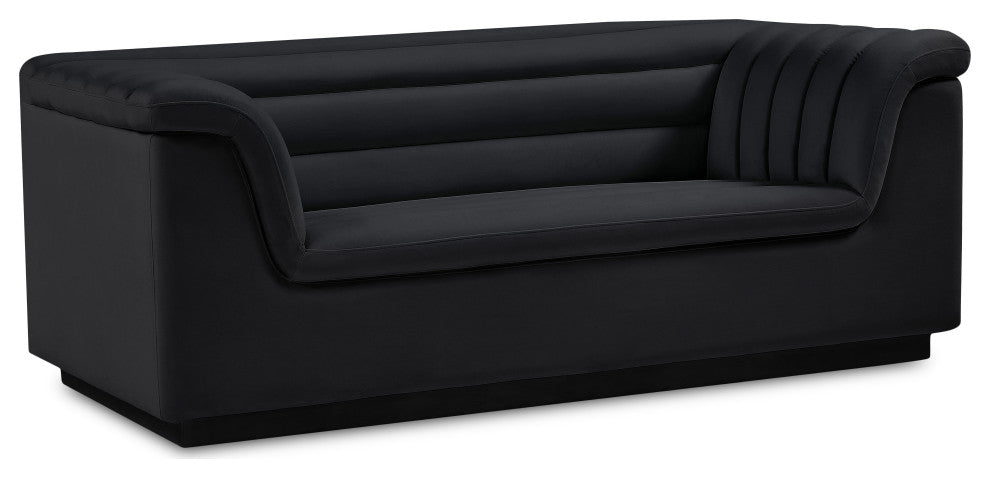 Cascade Upholstered Set, Black, Velvet, Loveseat