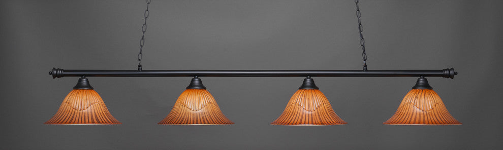 Oxford 4 Light Bar In Matte Black, 14" Tiger Glass