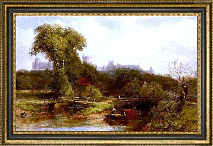 Thomas Creswick a View of Windsor Castle Framed Premium Canvas Print, 16"x24"