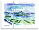 "Bora Bora Vector Illustration" Painting Metal Wall Art, 3 Panels, 36"x28"