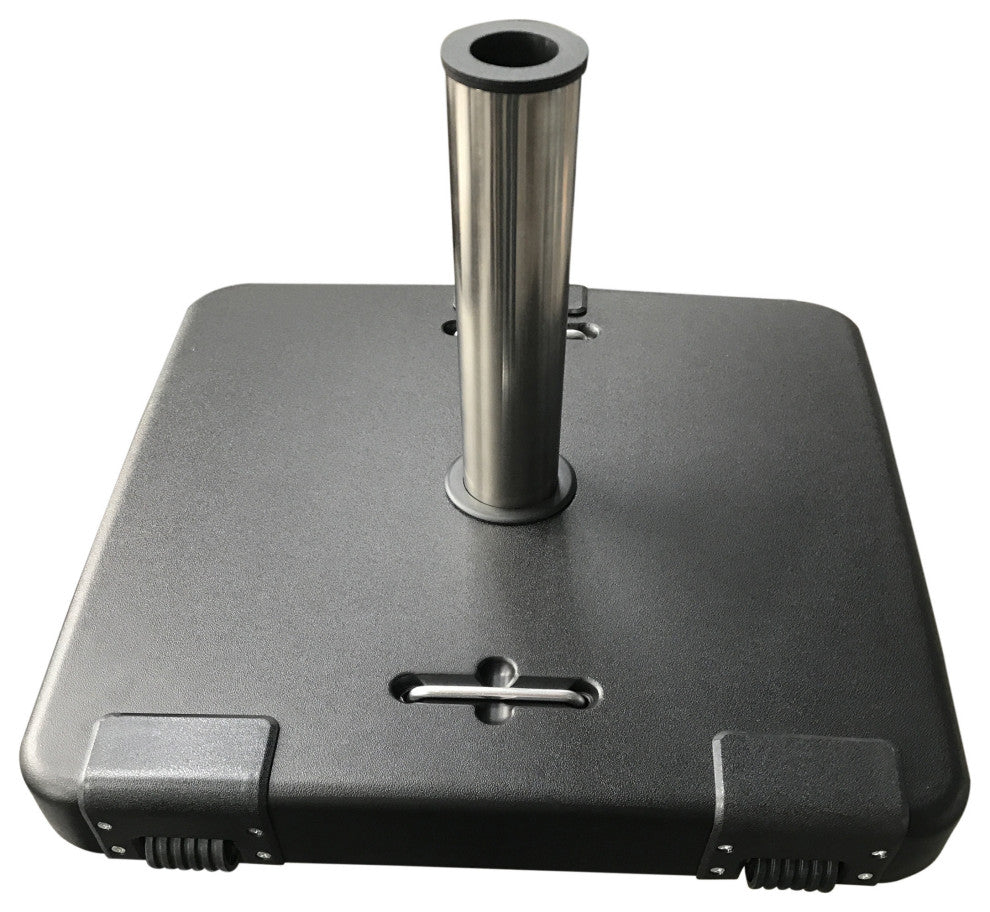 GDF Studio Larissa 119lb Concrete Square Umbrella Base With Steel Collar, Black