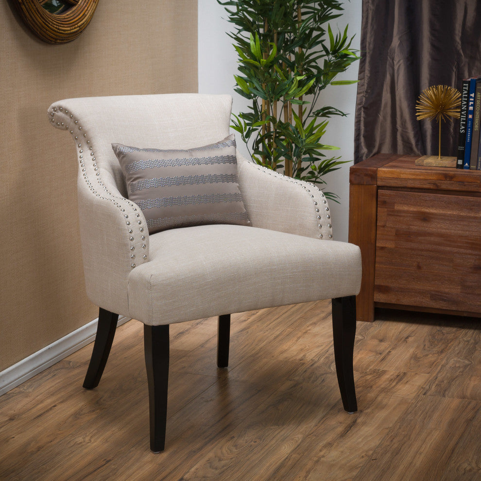GDF Studio Baldwin Light Beige Fabric Arm Chair