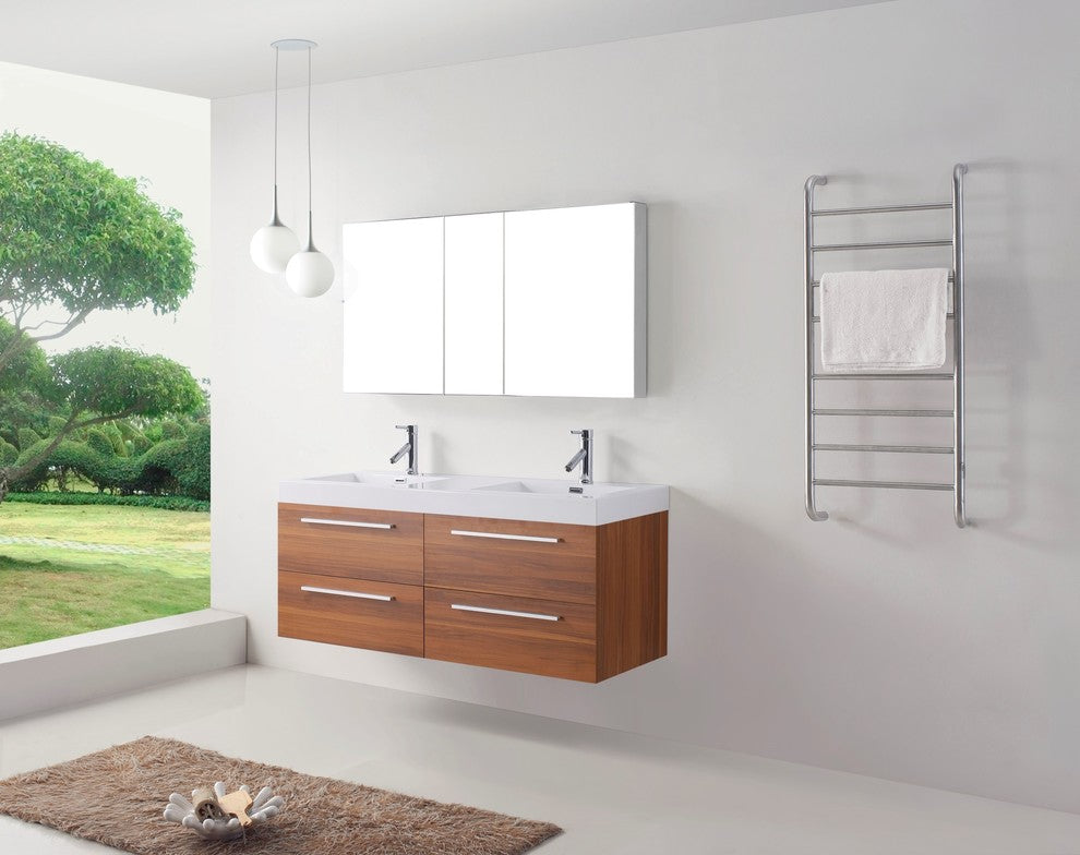 Finley 54" Double Bathroom Vanity Set, Plum, Polished Chrome Faucet