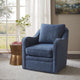 Madison Park Brianne Wide Seat Lounge Swivel Arm Chair, Navy Blue