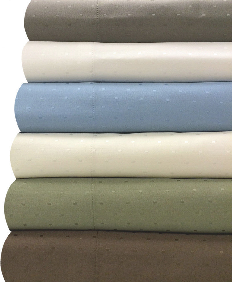Woven Dots Cotton Blend 600 TC Sheet Set, Sage, Twin Xl