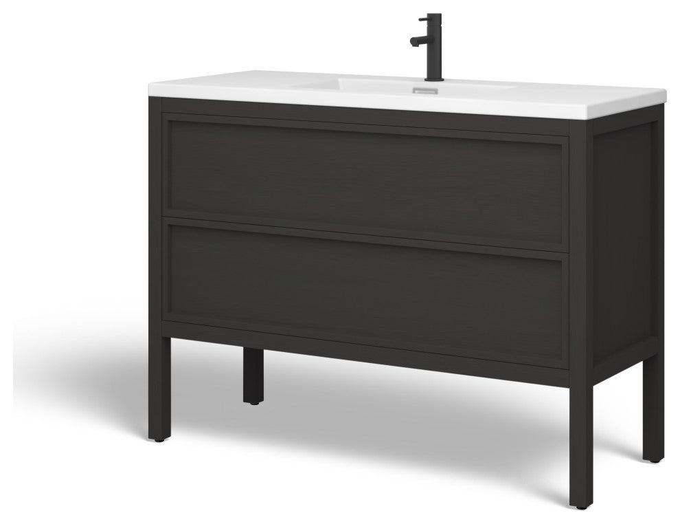 The Shiloh Bathroom Vanity, Charcoal Oak, 48", Single Sink, Freestanding