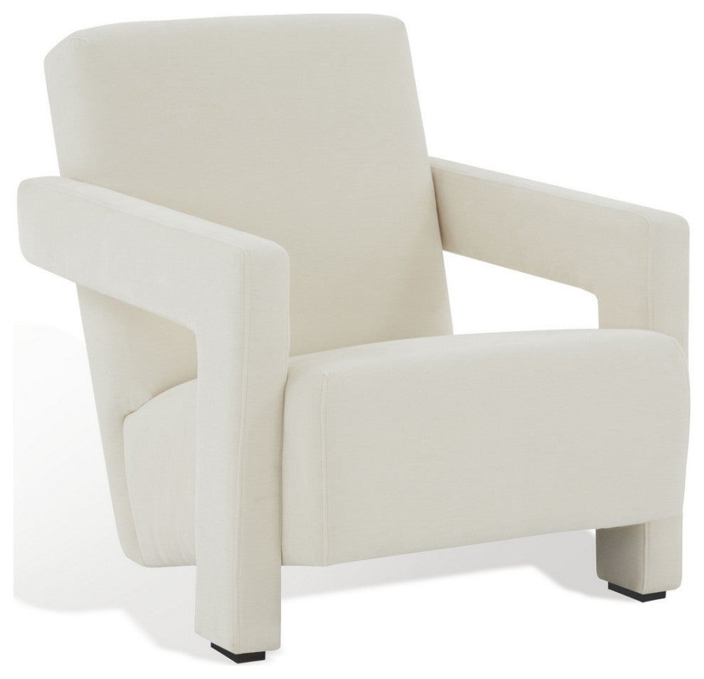 Safavieh Couture Taylor Modern Velvet Accent Chair, Ivory