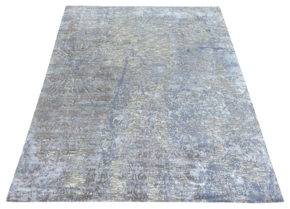 8x10 Hand Knotted Multicolored Modern Tibetan Oriental Rug With Silk