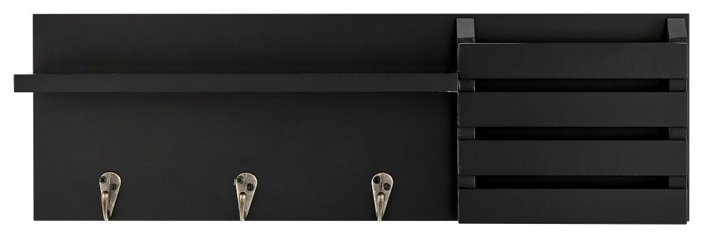 Danya B. Utility Shelf With Pocket and Hanging Hooks, Black
