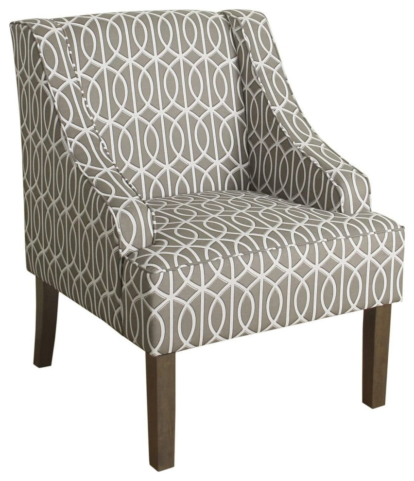 Modern Arm Accent Chair, Gray Trellis