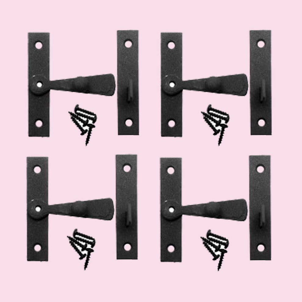 Cabinet Catch Black Wrought Iron .375in Offset 2.5in W Set of 4
