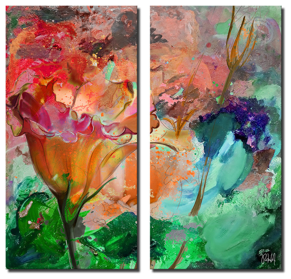 Painted Petals LXI 2-Piece Canvas Art Set, 40"x20"