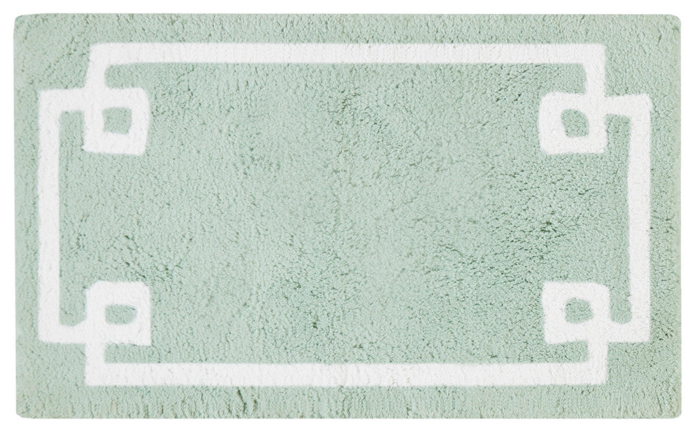 Madison Park Evan High Pile Bordered Bathroom Rug, Blue, Seafoam Green, Small