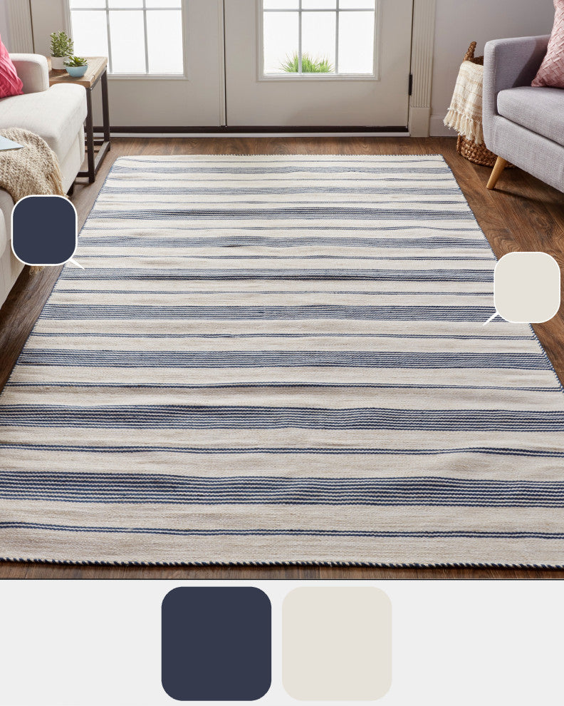 Weave & Wander Granberg Eco-Friendly PET Rug, Navy, 2' X 3'