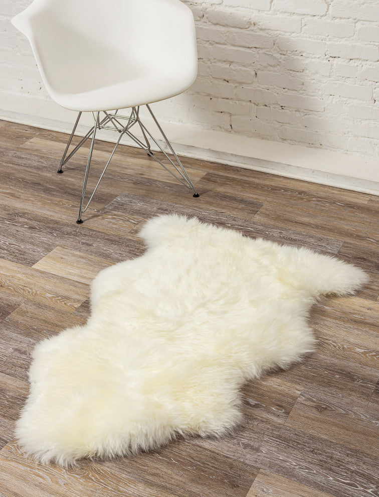 Natural 100% New Zealand Sheepskin Single, 2'x3', Natural