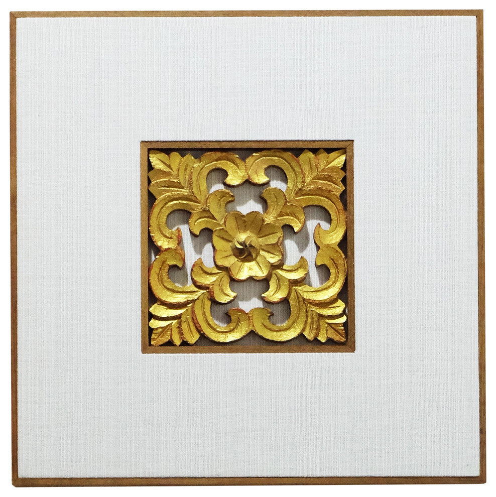 Framed Wooden Medallion, 13.5"x13.5"