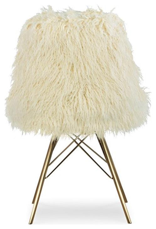 Linon Riley Metal Faux Fur Accent Chair in Gold