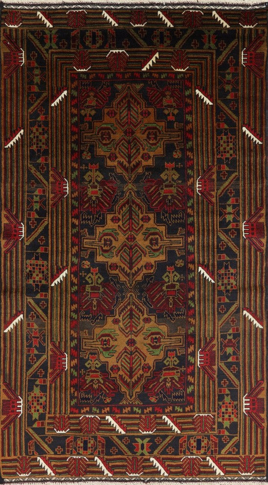 Oriental Persian Balouch Wool Area Rug 4'x6', W2384