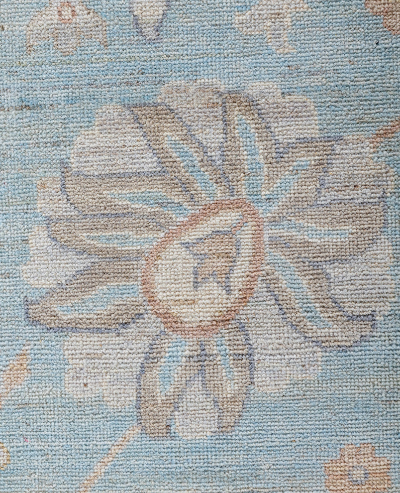 Oushak One-of-a-Kind Hand-Knotted Area Rug Light Blue, 9'8" x 13'6"