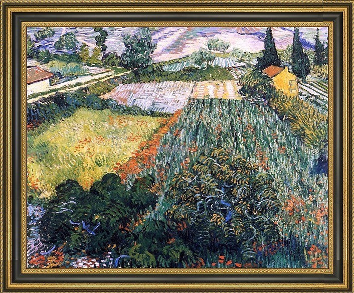 Vincent Van Gogh A Field with Poppies Framed Premium Canvas Print, 20"x25"