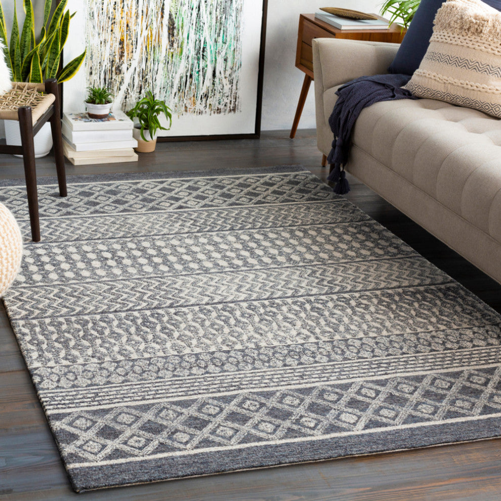 Surya Maroc MAR2300 Bohemian Area Rug, Charcoal, 10' x 14' Rectangle