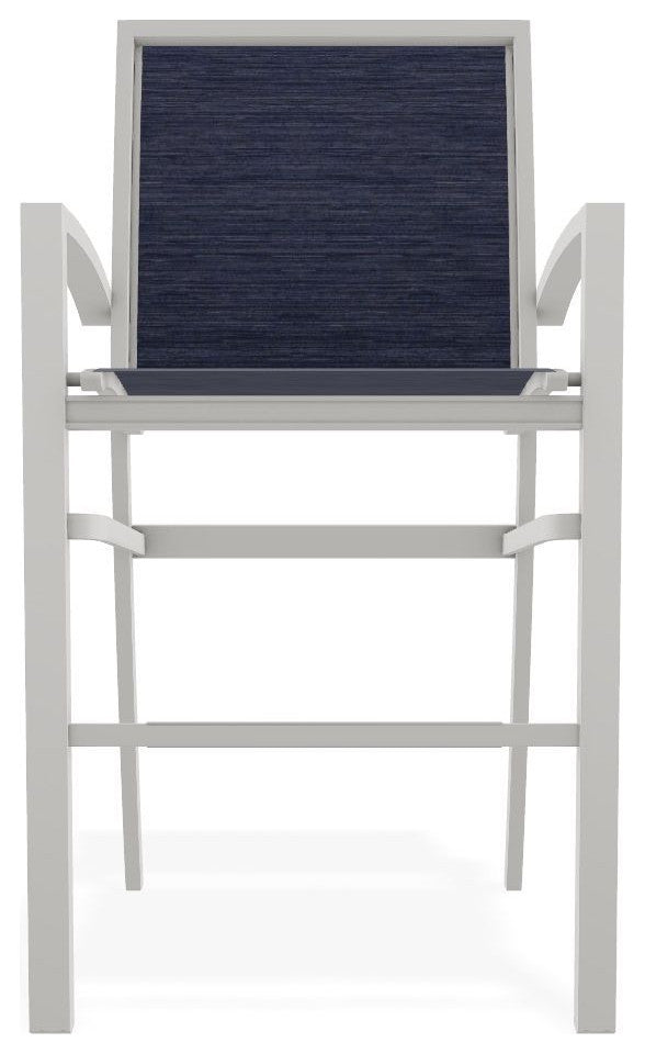 Kendall Sling Bar Height Stackable Outdoor Stool, Collect Indigo/Snow