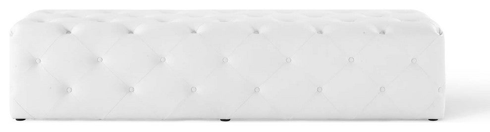 Anthem 72" Tufted Button Entryway Faux Leather Bench White