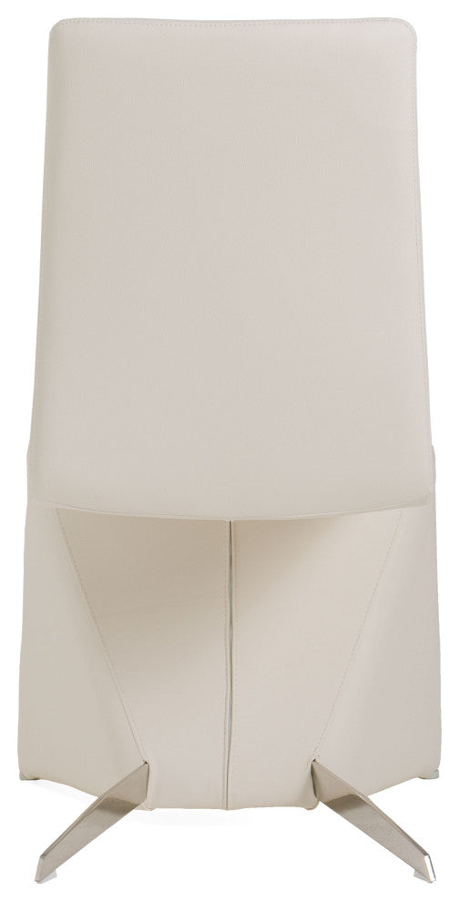 Modrest Nisse Contemporary Leatherette Dining Chairs, Set of 2, White, Chrome