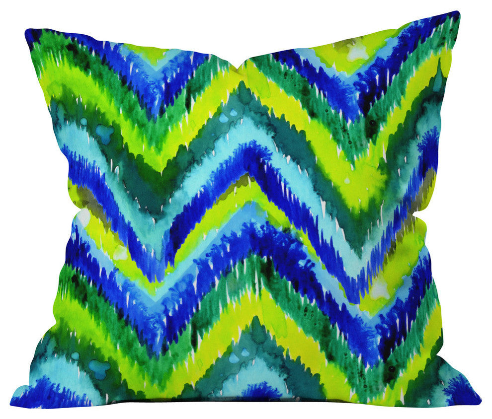 Deny Designs Cayenablanca Green Chevron Outdoor Throw Pillow