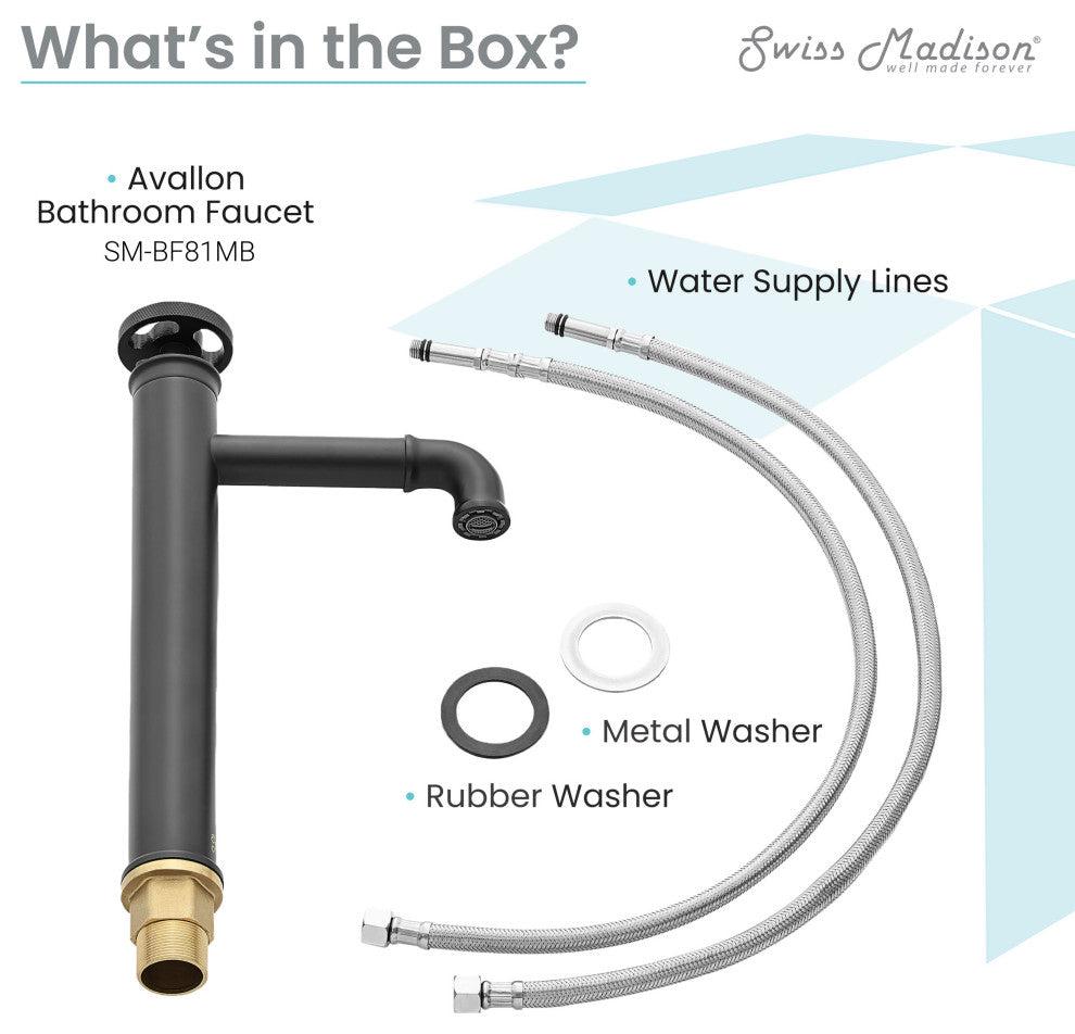 Avallon 12" Single Handle, Bathroom Faucet, Matte Black