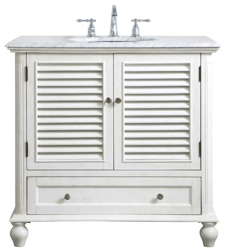Elegant VF30536AW 36"Single Bathroom Vanity, Antique White