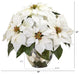 14" Poinsettia Artificial Arrangement, Designer Silver Bowl