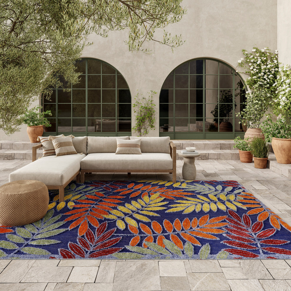 Nourison Aloha 6' x 9' Navy Multicolor Outdoor Rug