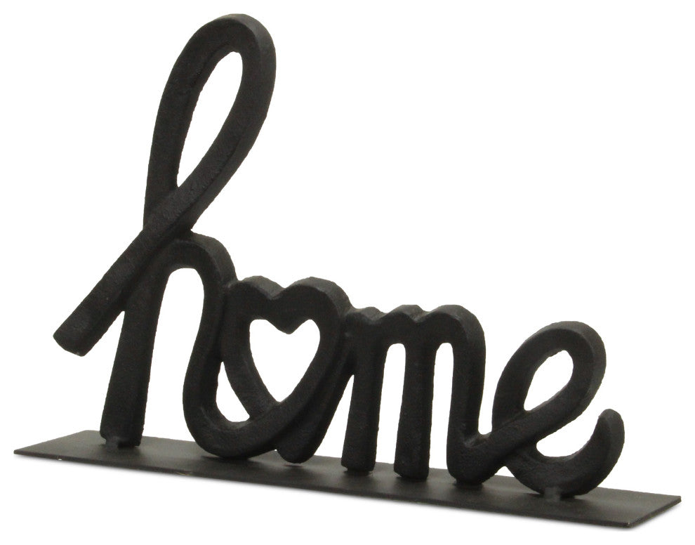 Roven Cast Iron Calligraphic Home Table Decor - Black