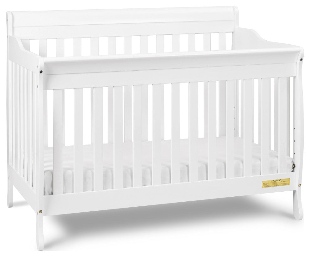 Baby Mile Eve 4-in-1 Convertible Crib With Guardrail, White