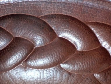 Hammered Oval Braided Bathroom Copper Sink