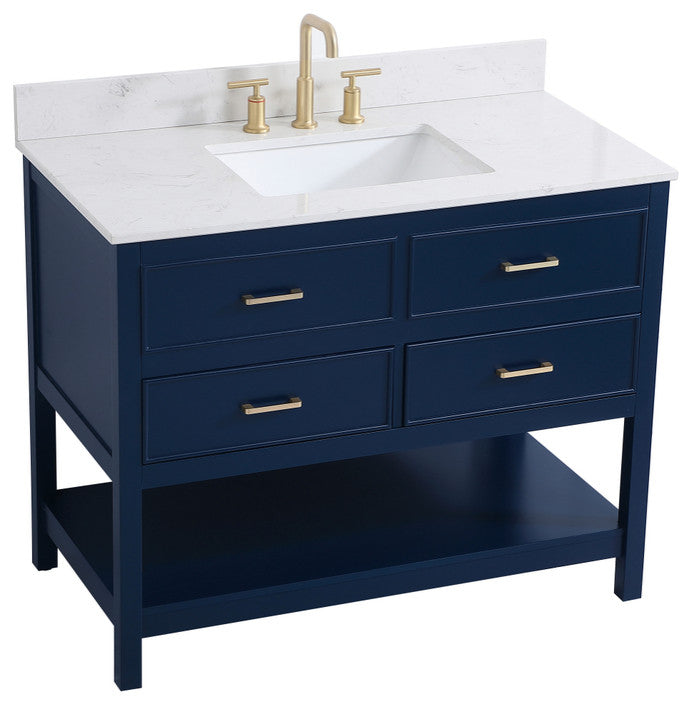 Skylar 42" Single Bathroom Vanity, Blue, With Backsplash