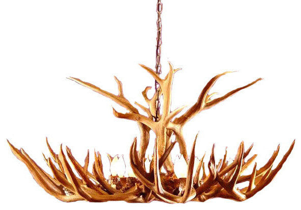 Reproduction Antler Mule Deer Oval Chandelier Light, RL-2