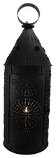 Blackened Finish Punched Tin Electric Candle Lantern 21 Inch
