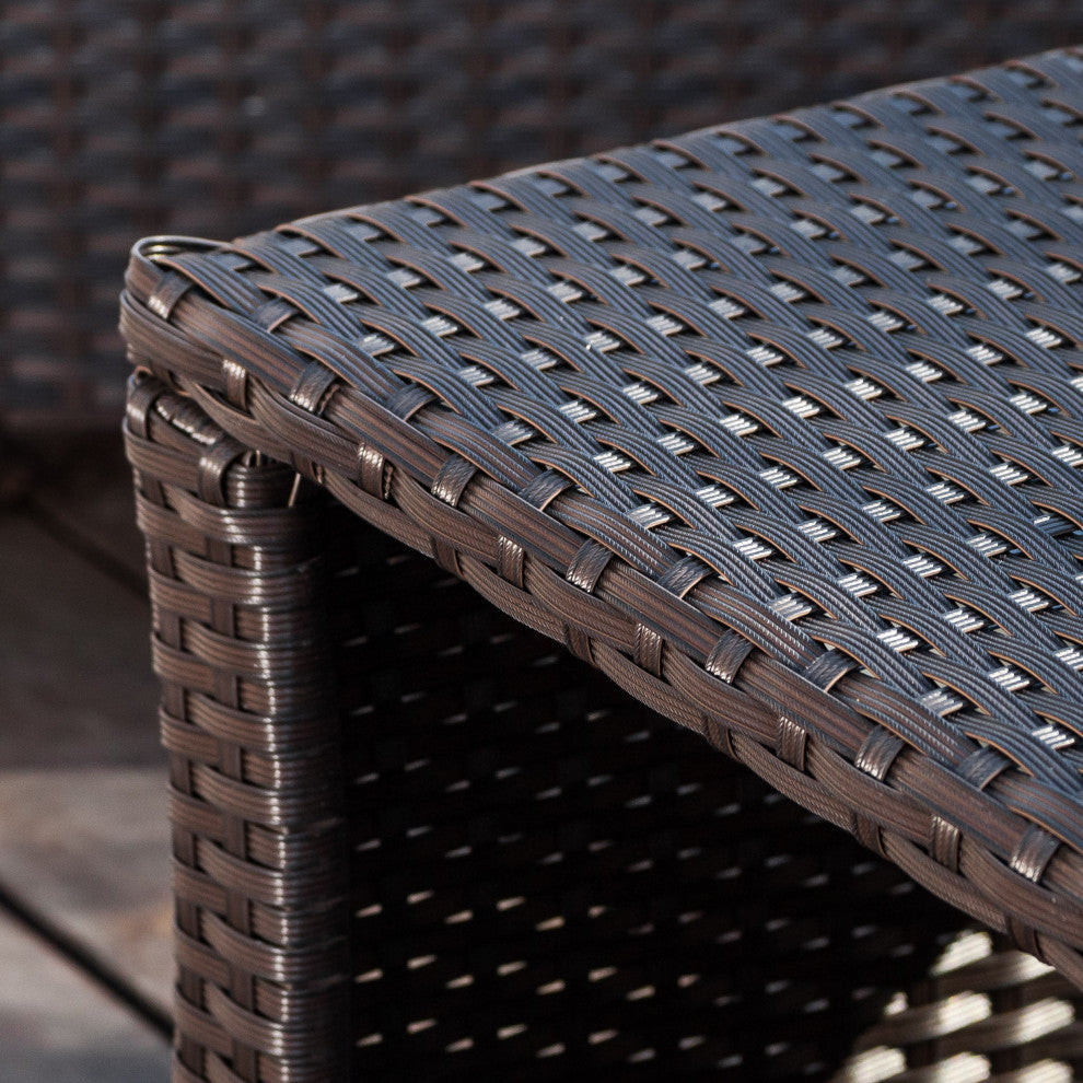 GDF Studio 4-Piece Clearwater Outdoor Brown Wicker Sofa Set