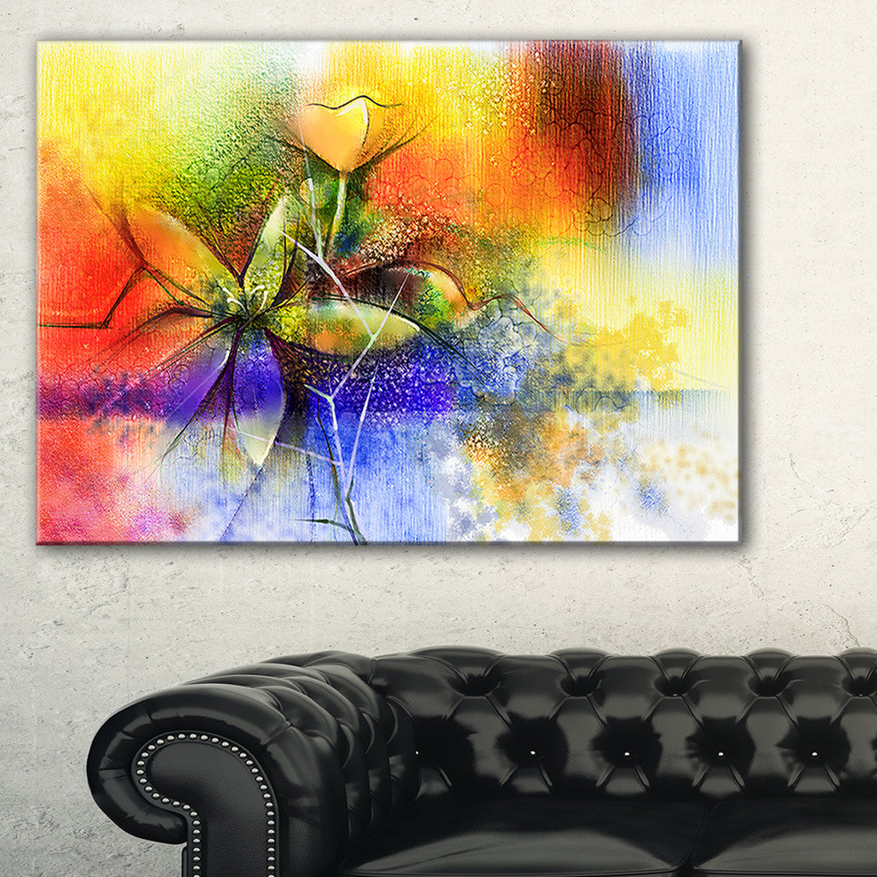 "Abstract Colorful Flower Fusion" Flower Wall Art, 32"x16"