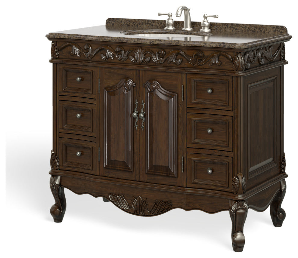 The Agnes Bathroom Vanity, Brown, 42", Single Sink, Freestanding