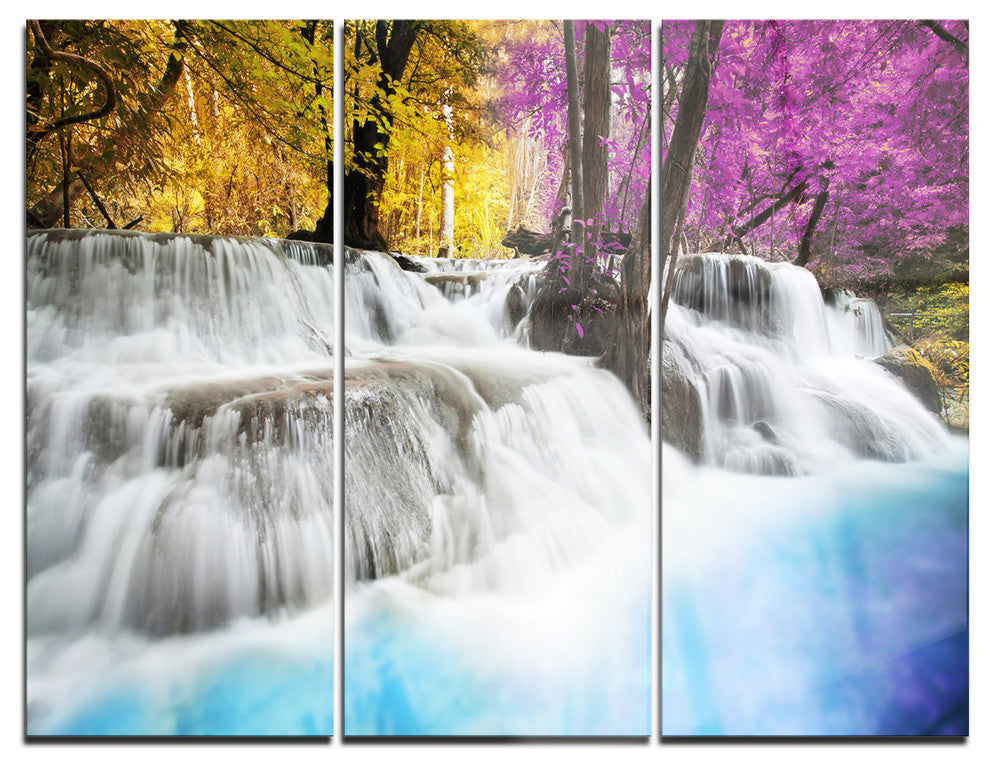 "Erawan Waterfall" Photography Metal Wall Art, 3 Panels, 36"x28"