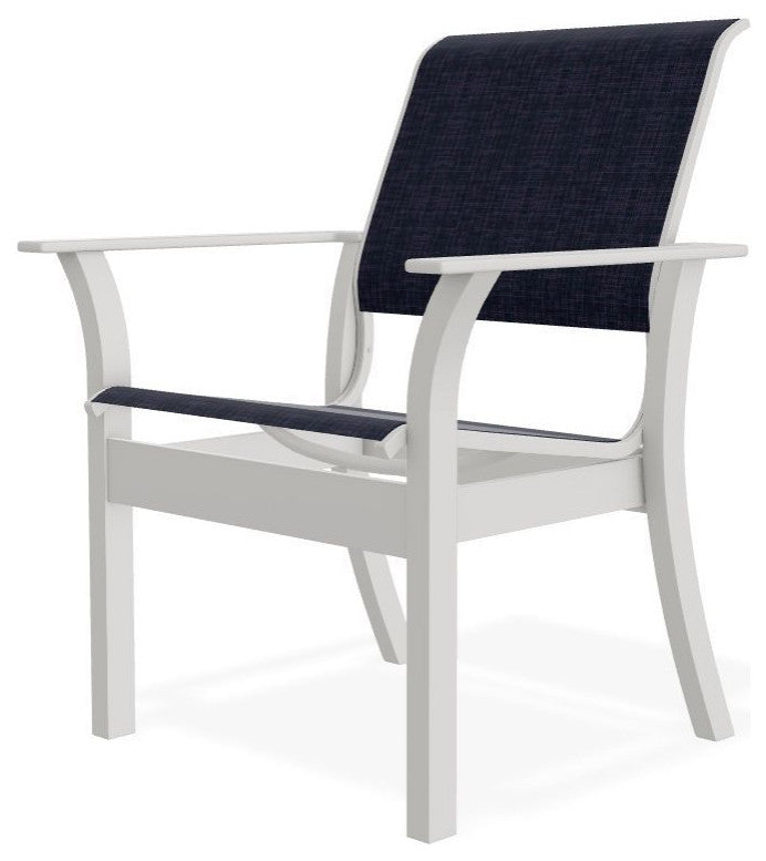 Leeward Sling Stackable Outdoor Dining Chair, Moments Navy/Snow