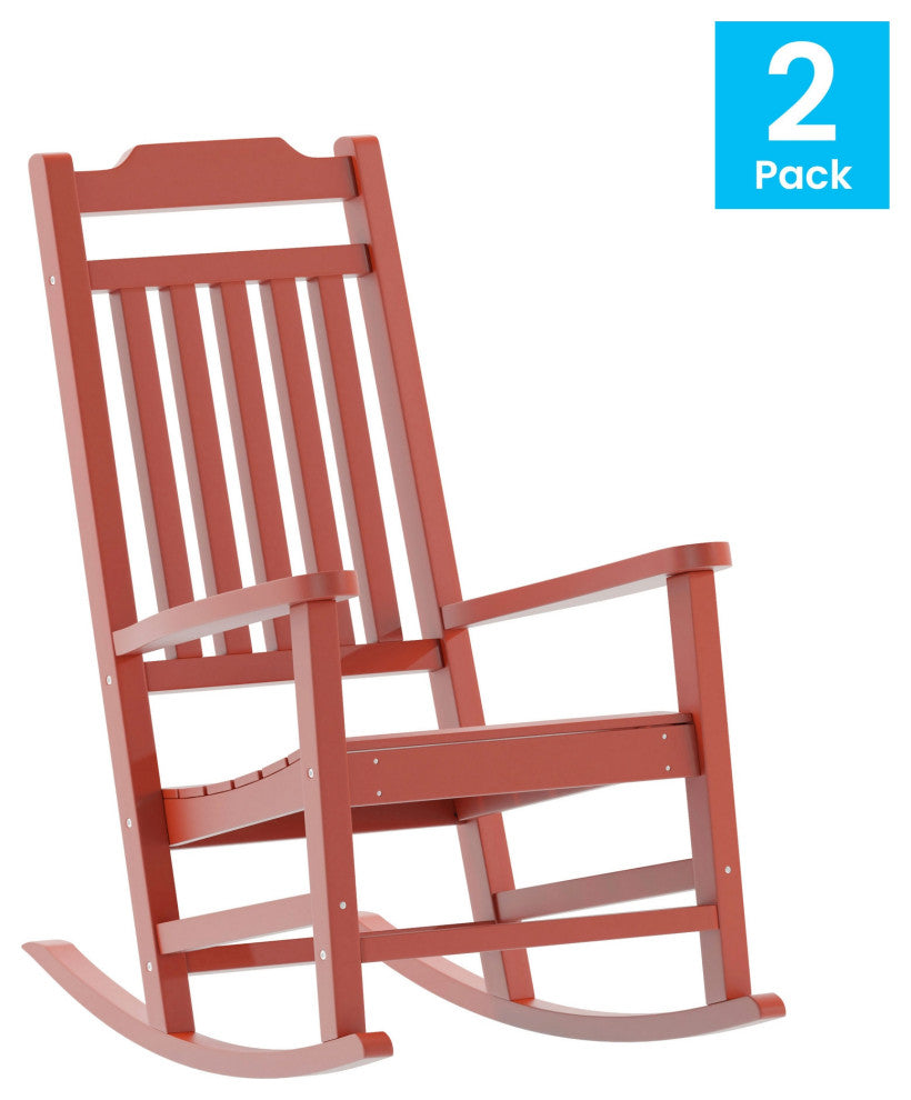 Set of 2 Winston All-Weather Faux Wood Rocking Chair, Red