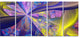 Purple Yellow Fractal Curves, Abstract Canvas Art Print, 60"x28", 5 Panels