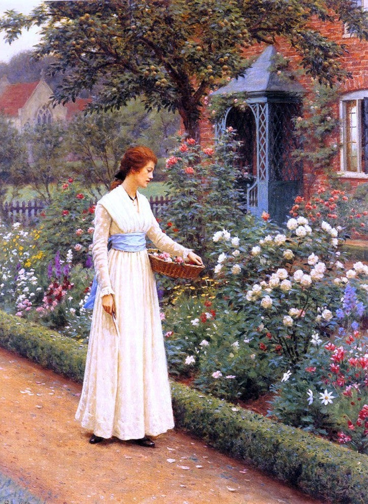 John Hayter Summer Roses Premium Canvas Print