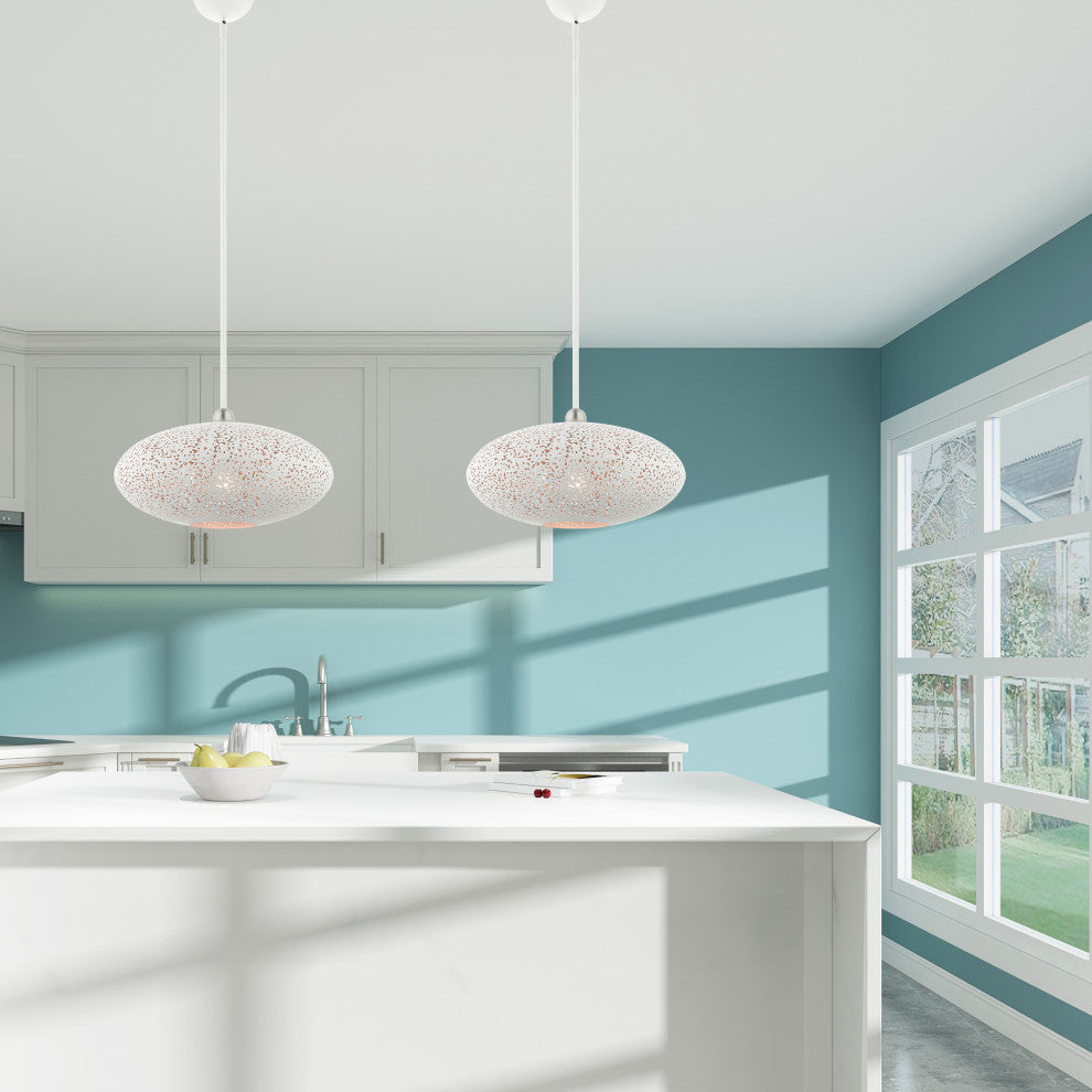 Livex Lighting Charlton 1 Light White With Brushed Nickel Accents Medium Pendant